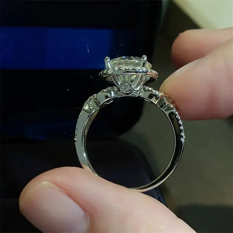 3 Carat 925 Sterling Silver Moissanite Ring - SmileBen