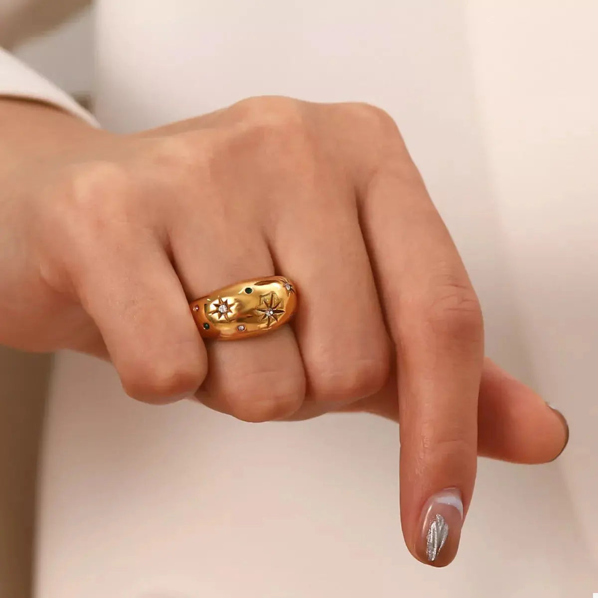 18K Gold-Plated Zircon Ring - SmileBen