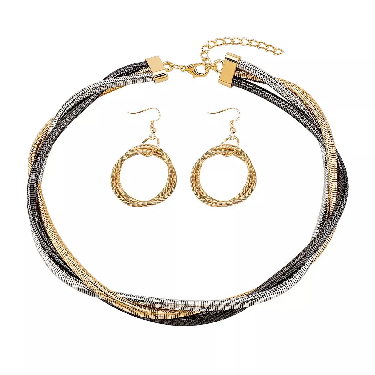Multi-Layered Earrings and Necklace Jewelry Set - SmileBen