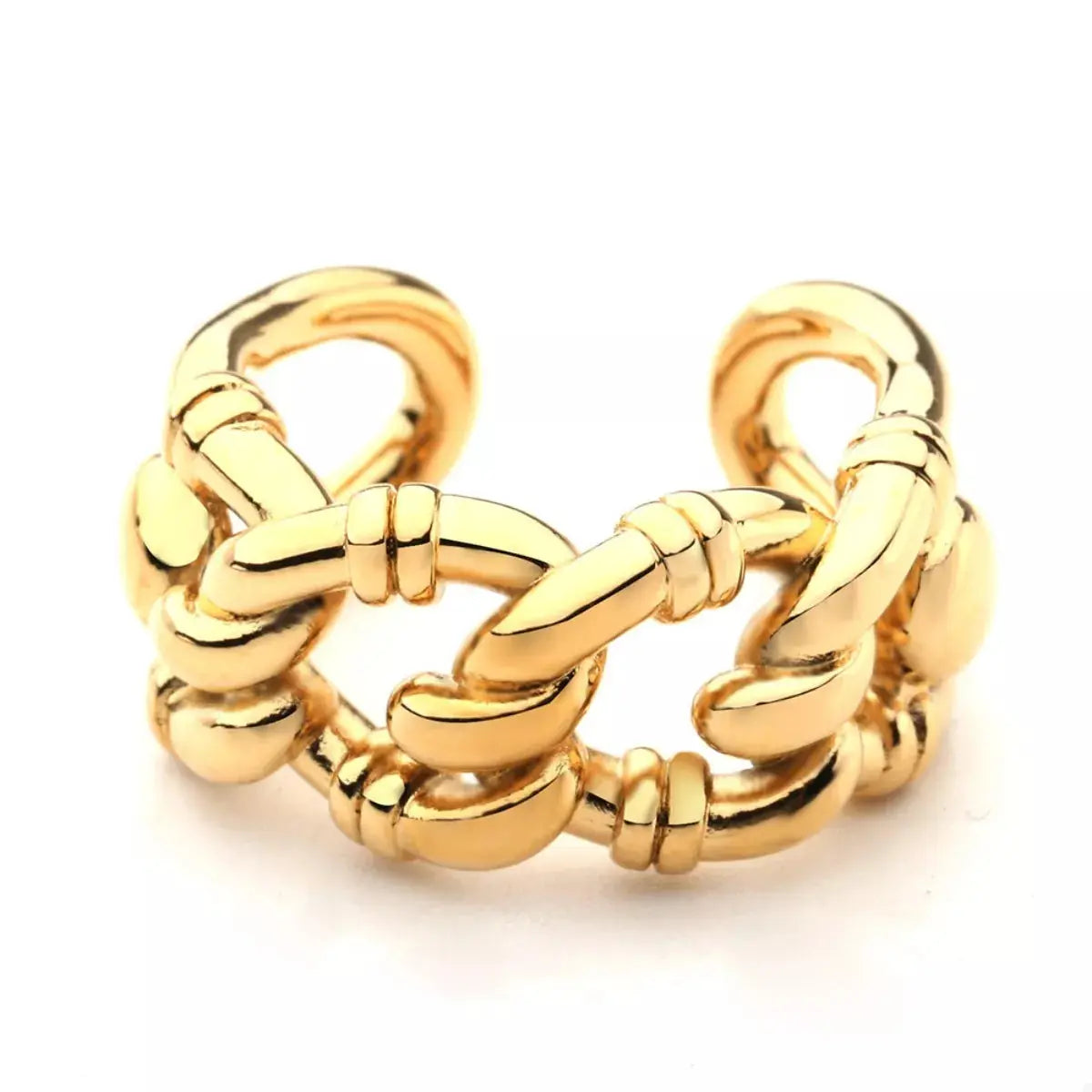 18K Gold-Plated Chain Link Open Ring - SmileBen