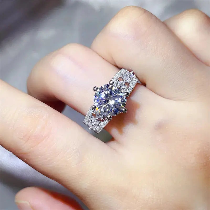 3 Carat 925 Sterling Silver Moissanite Ring - SmileBen
