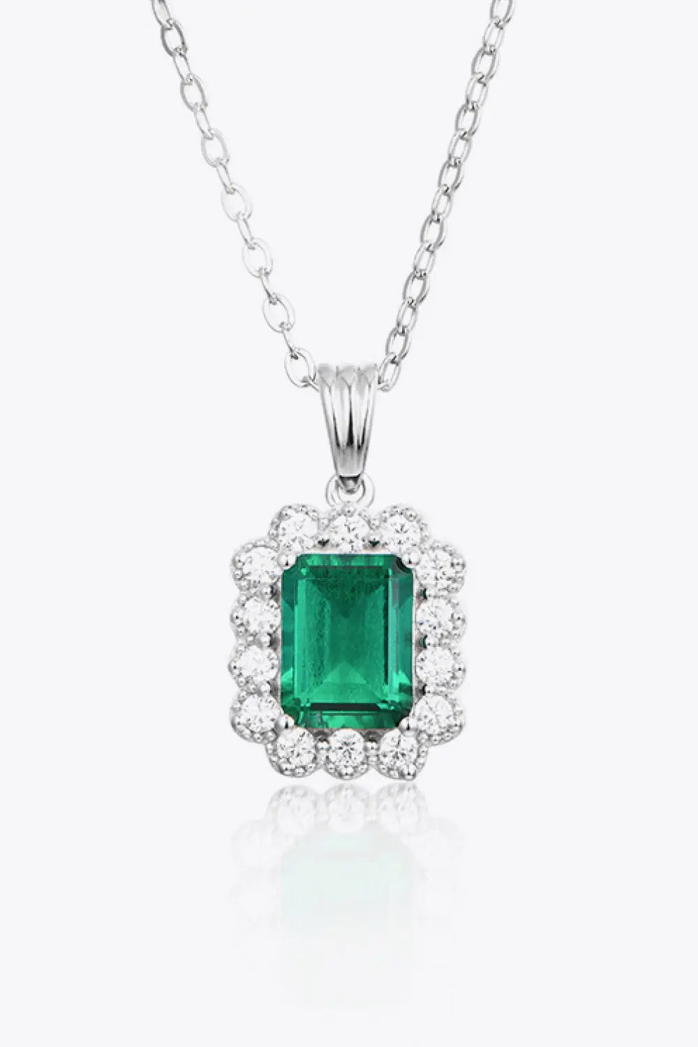 1.5 Carat Lab-Grown Emerald Pendant 925 Sterling Silver Necklace - SmileBen
