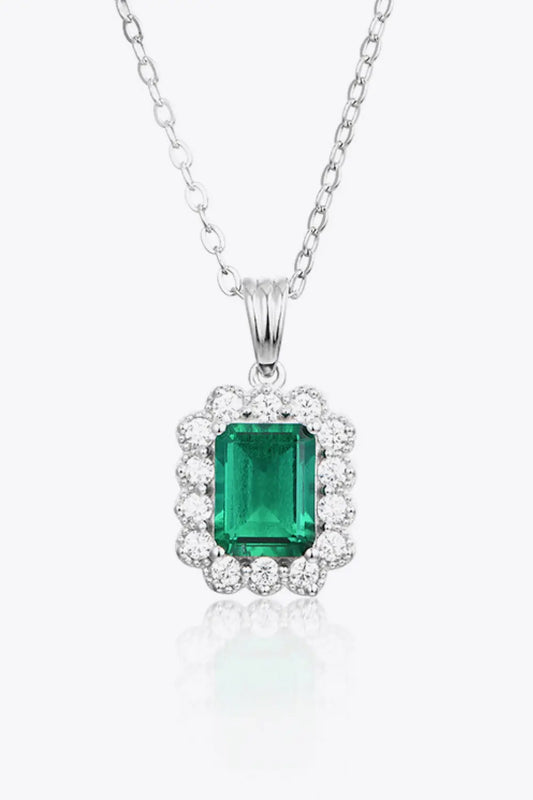 1.5 Carat Lab-Grown Emerald Pendant 925 Sterling Silver Necklace - SmileBen