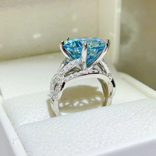 10 Carat Moissanite 925 Sterling Silver Ring - SmileBen