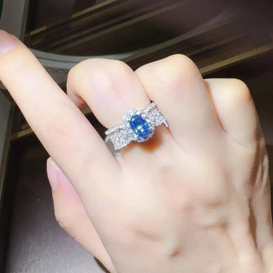 1 Carat Moissanite Zircon 925 Sterling Silver Ring - SmileBen