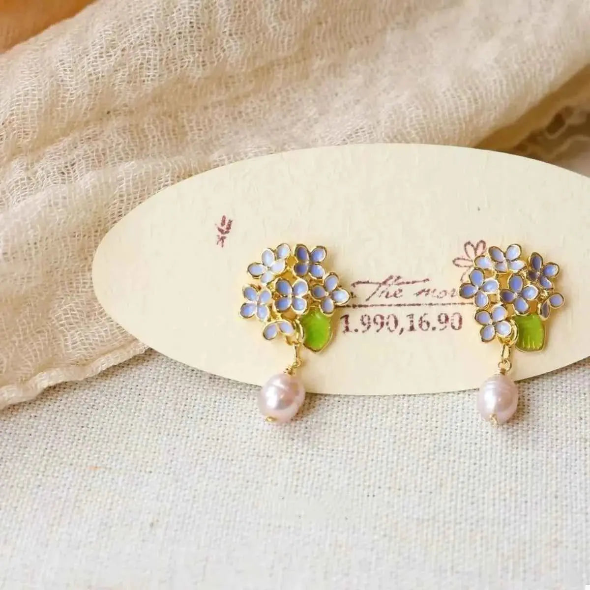 Flower Pearl Drop Earrings