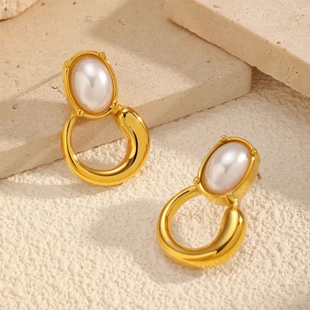 18K Gold-Plated Pearl Earrings - SmileBen