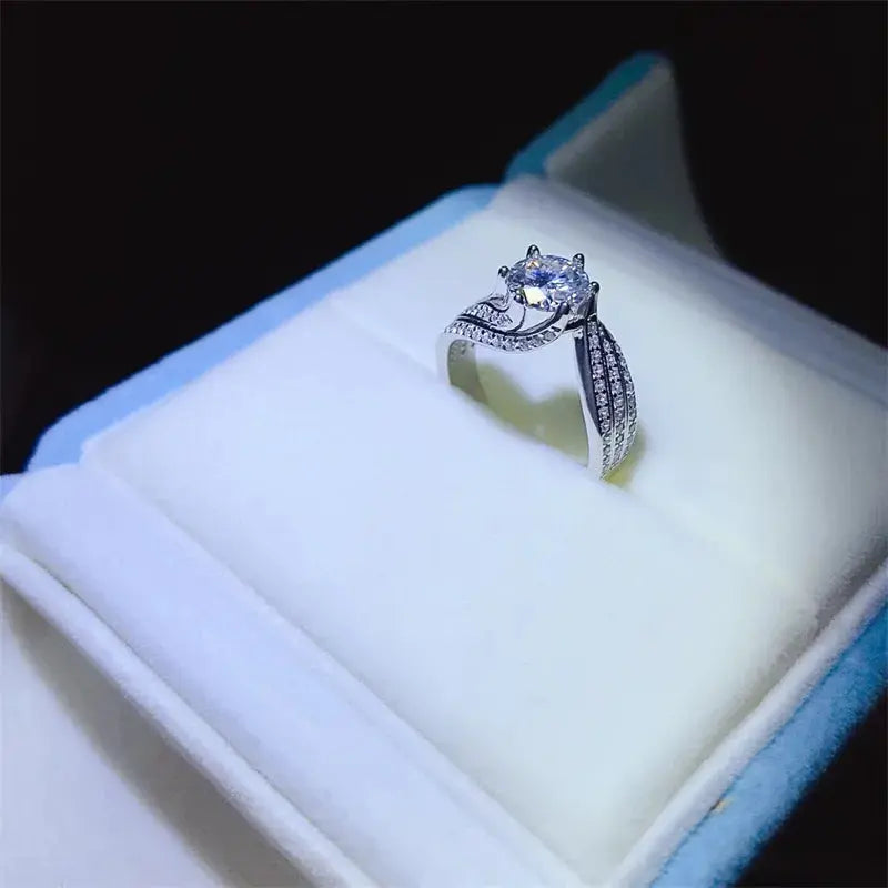 1 Carat Moissanite 925 Sterling Silver Ring - SmileBen