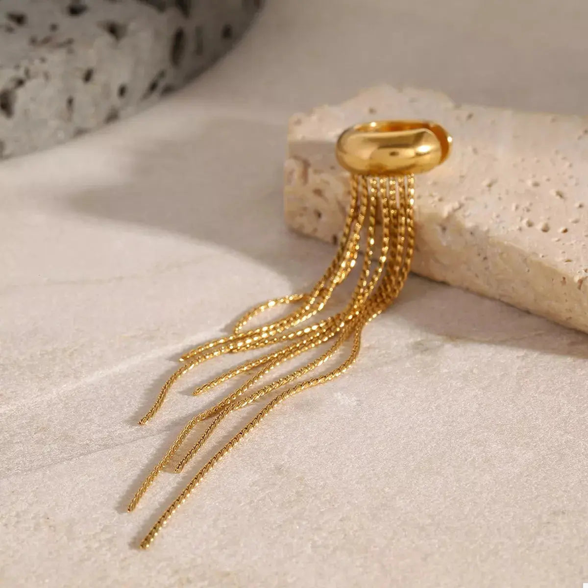 18K Gold-Plated Chain Fringe Earrings - SmileBen