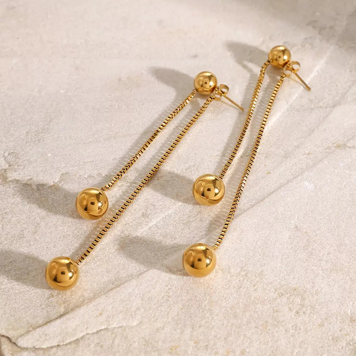 18K Gold-Plated Ball Drop Earrings - SmileBen