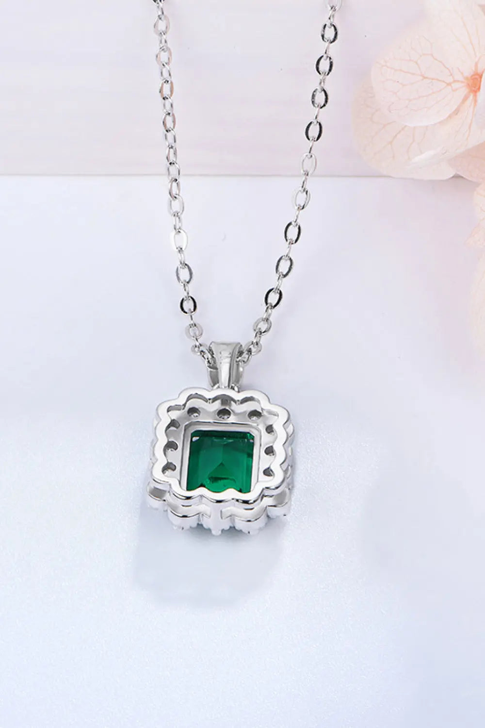 1.5 Carat Lab-Grown Emerald Pendant 925 Sterling Silver Necklace - SmileBen