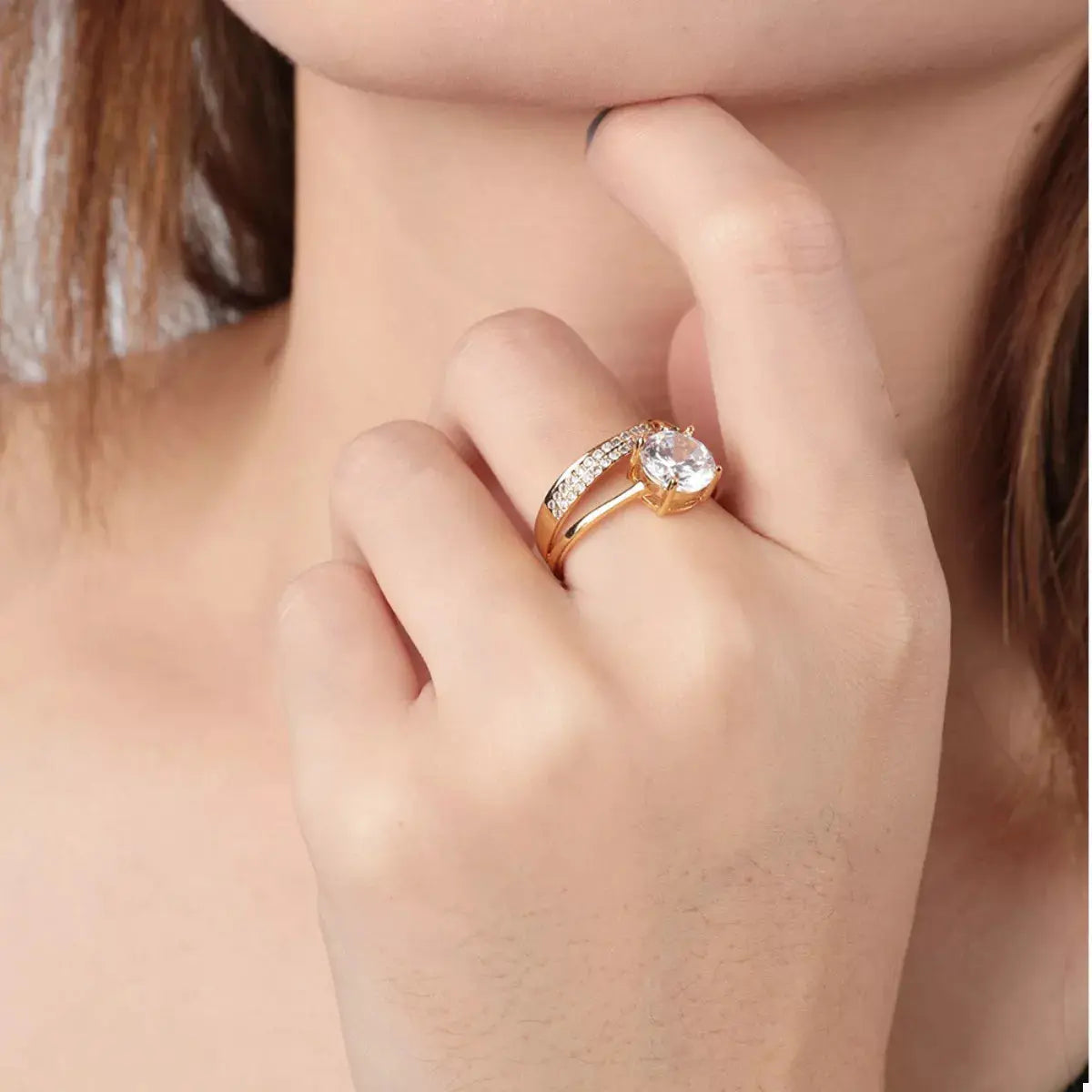 18K Gold-Plated Zircon Ring - SmileBen