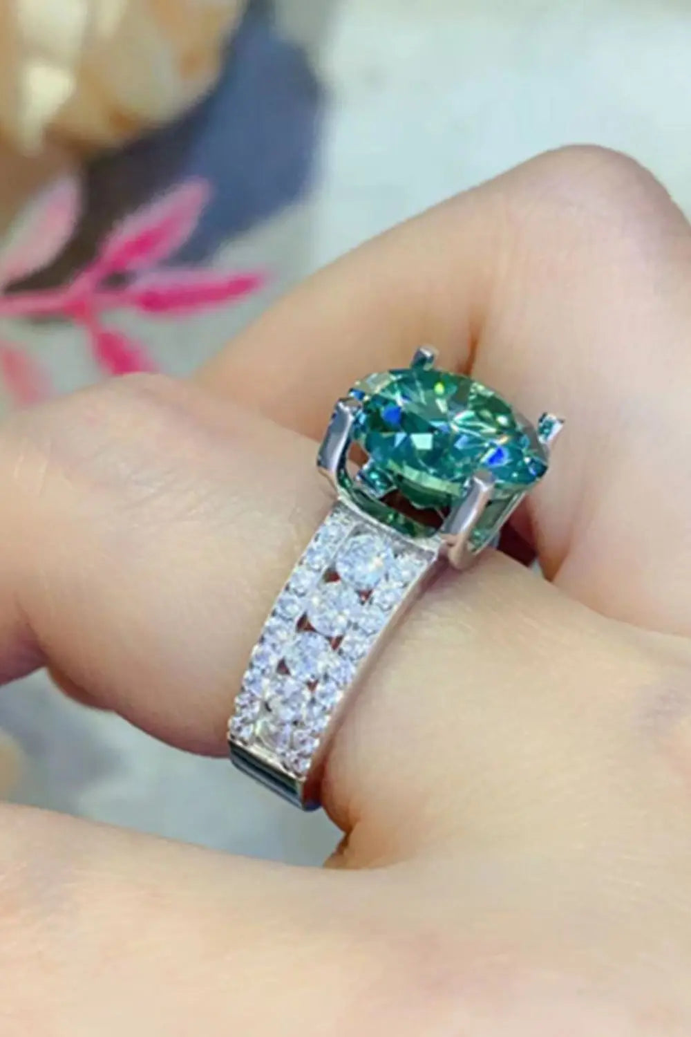 5 Carat  Moissanite 4-Prong Wide Band Ring - SmileBen