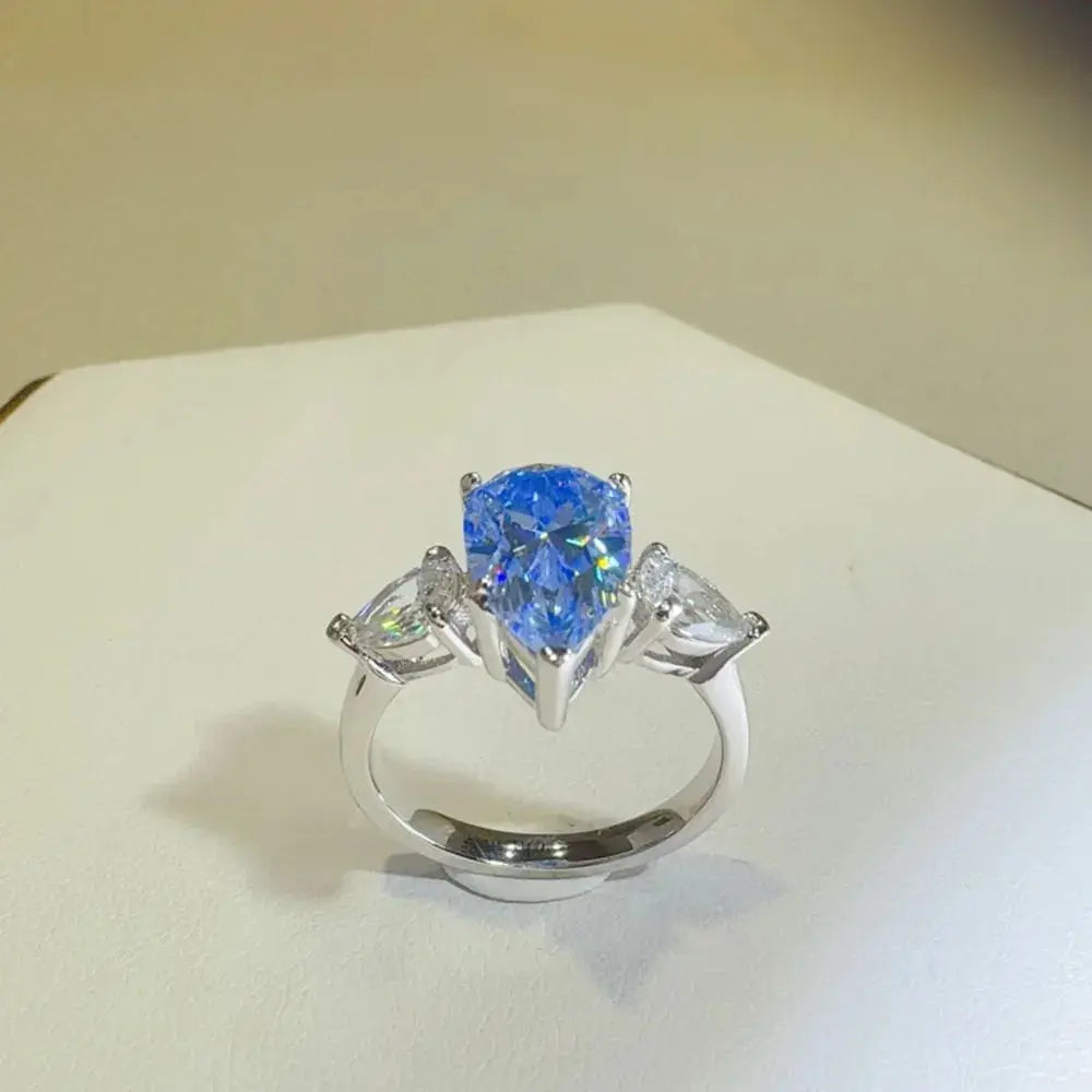 2 Carat 925 Sterling Silver Moissanite Teardrop Shape Ring - SmileBen