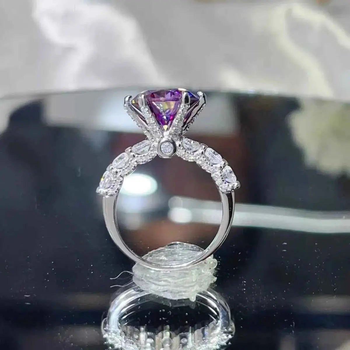 5 Carat Moissanite 6 - Prong 925 Sterling Silver Ring - SmileBen