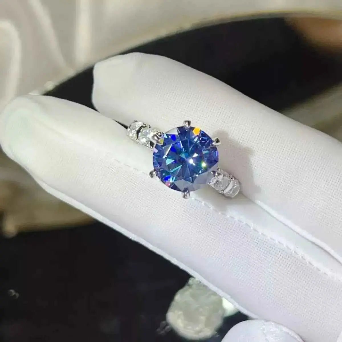 5 Carat Moissanite 6 - Prong 925 Sterling Silver Ring - SmileBen