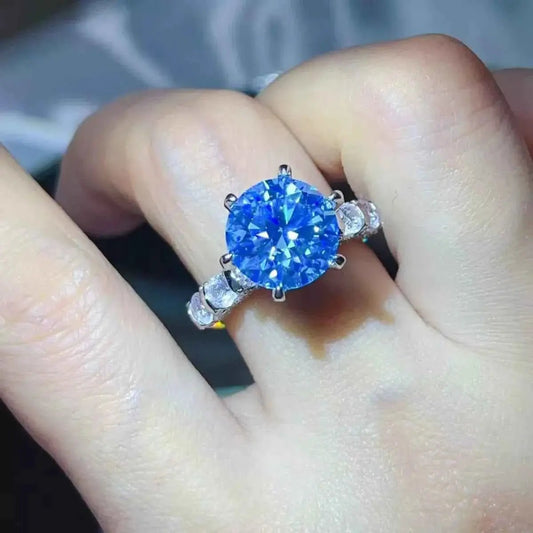 5 Carat Moissanite 6 - Prong 925 Sterling Silver Ring - SmileBen