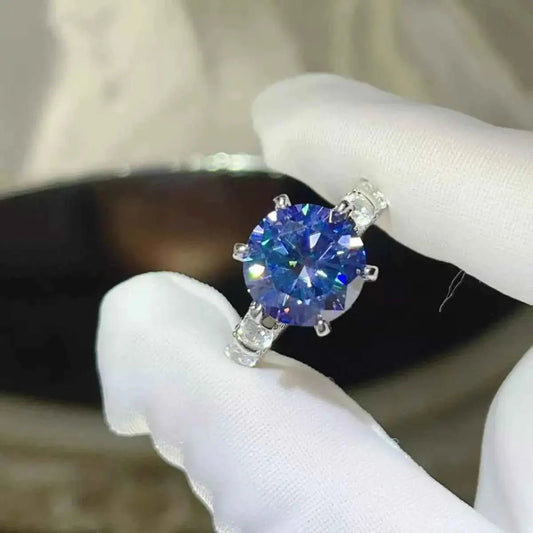 5 Carat Moissanite 6 - Prong 925 Sterling Silver Ring - SmileBen