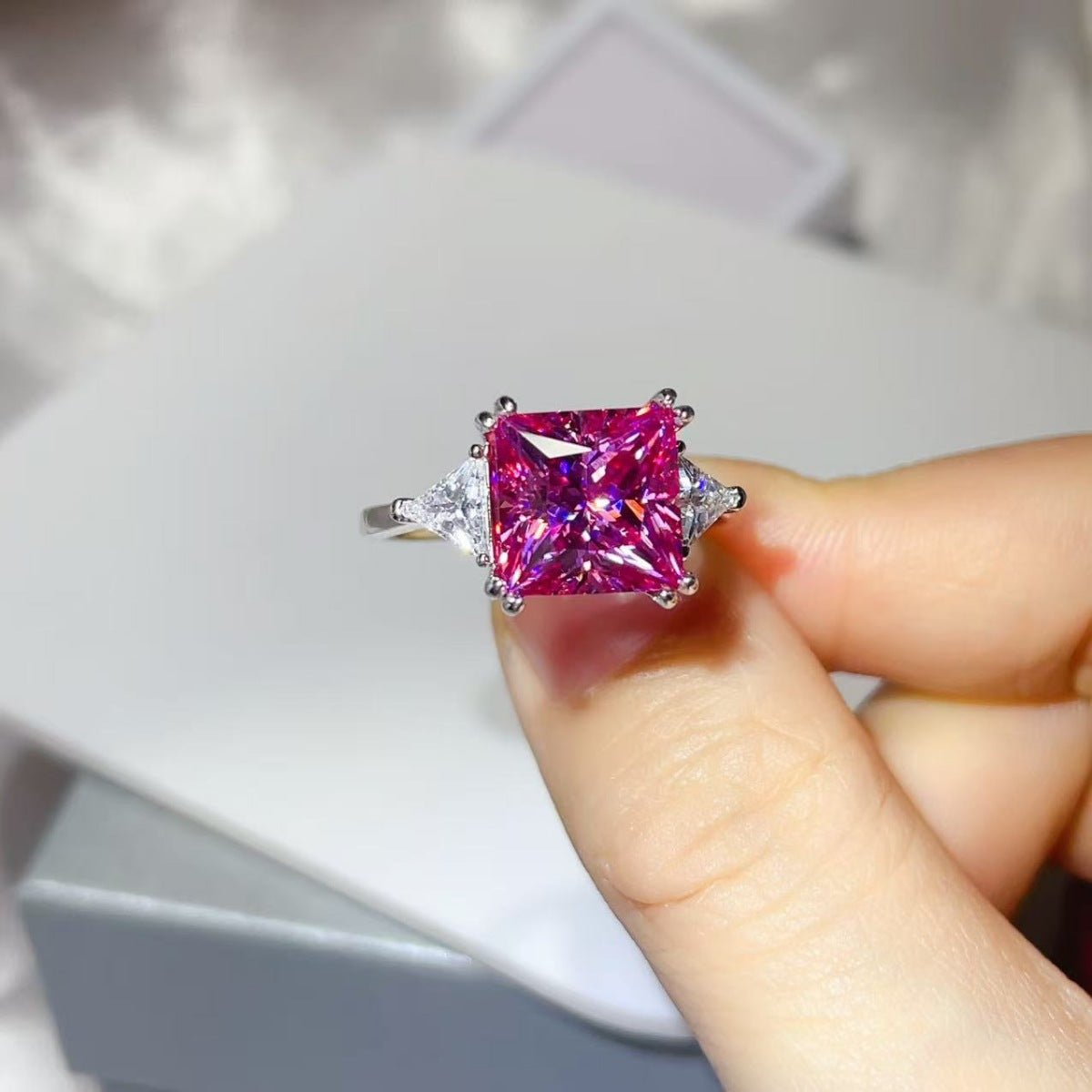 5 Carat Moissanite 925 Sterling Silver Ring Platinum Plated Jewelry - SmileBen