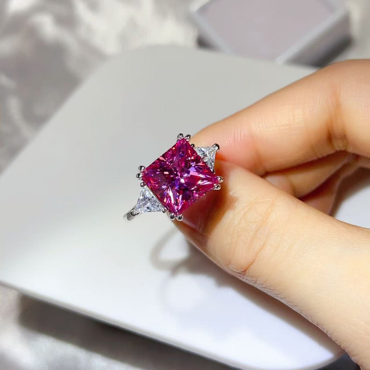 5 Carat Moissanite 925 Sterling Silver Ring Platinum Plated Jewelry - SmileBen