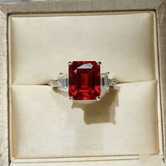 5 Carat Moissanite Sterling Silver Ring Platinum Plated 925 With Certificate - SmileBen