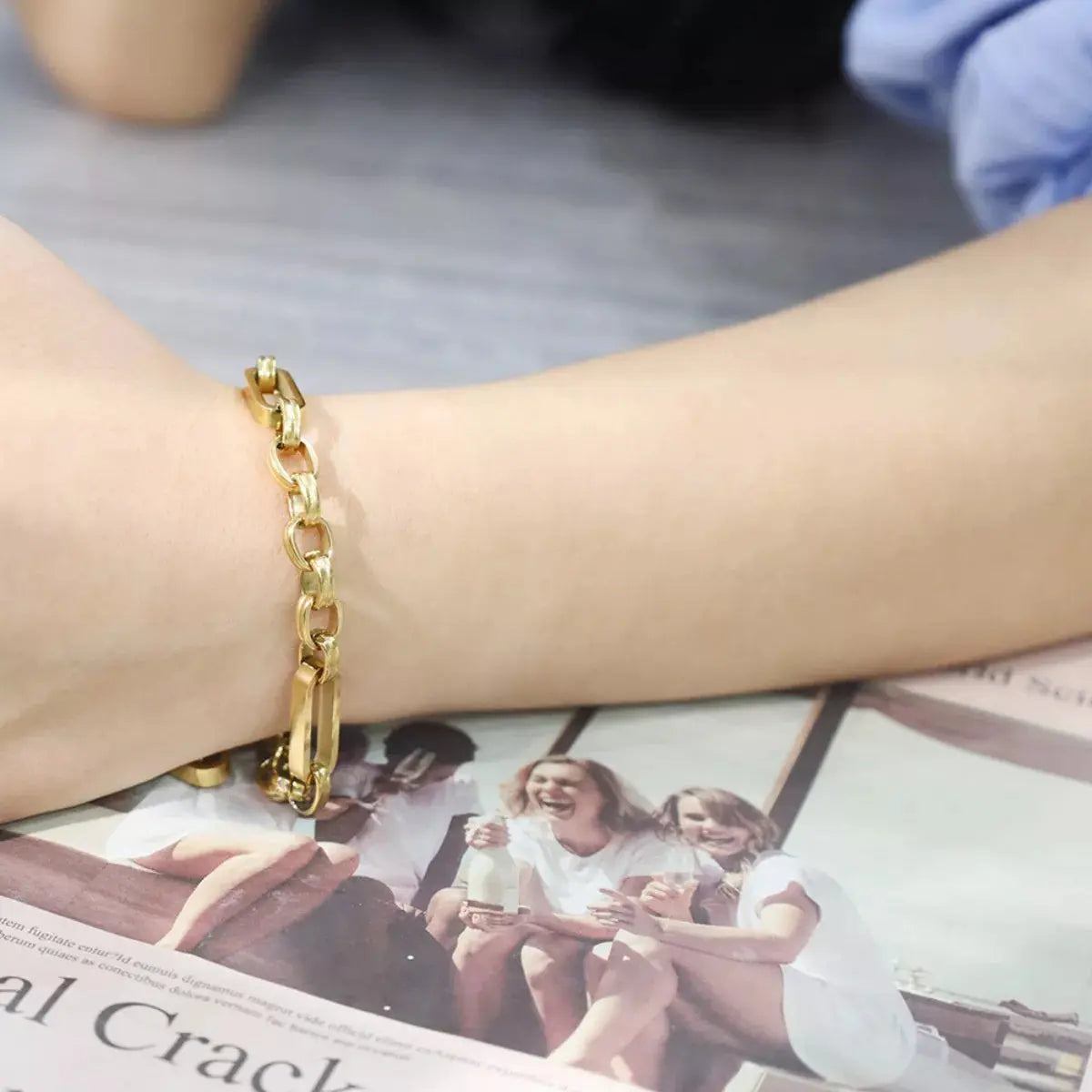 18K Gold-Plated Chunky Gold Chain Link Bracelet - SmileBen