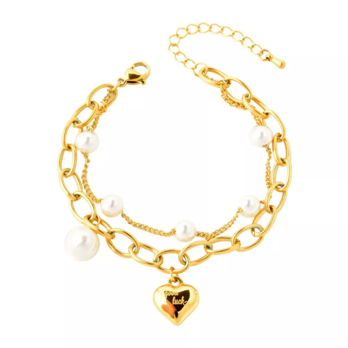 18K Gold-Plated Heart Charm Bracelet - SmileBen