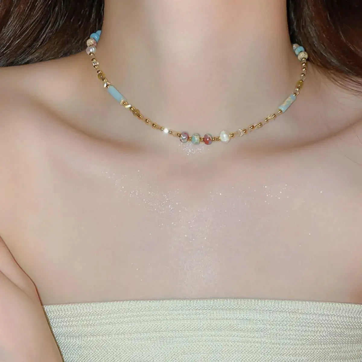 Alloy Pearl Beaded Necklace - SmileBen