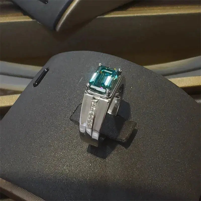 3 Carat 925 Sterling Silver Moissanite Rectangle Shape Ring - SmileBen