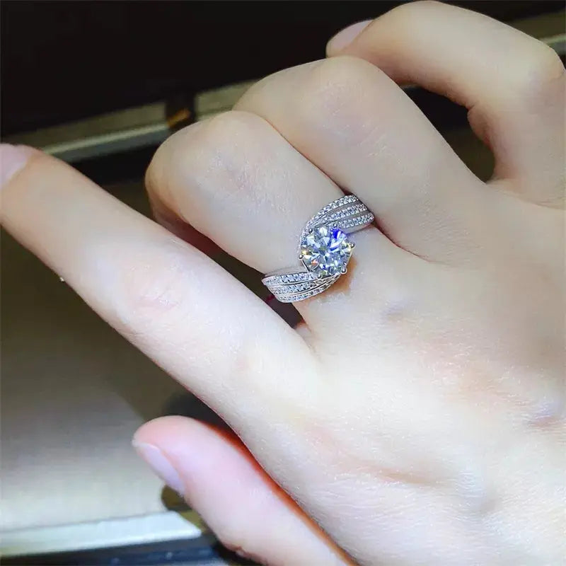 1 Carat Moissanite 925 Sterling Silver Ring - SmileBen