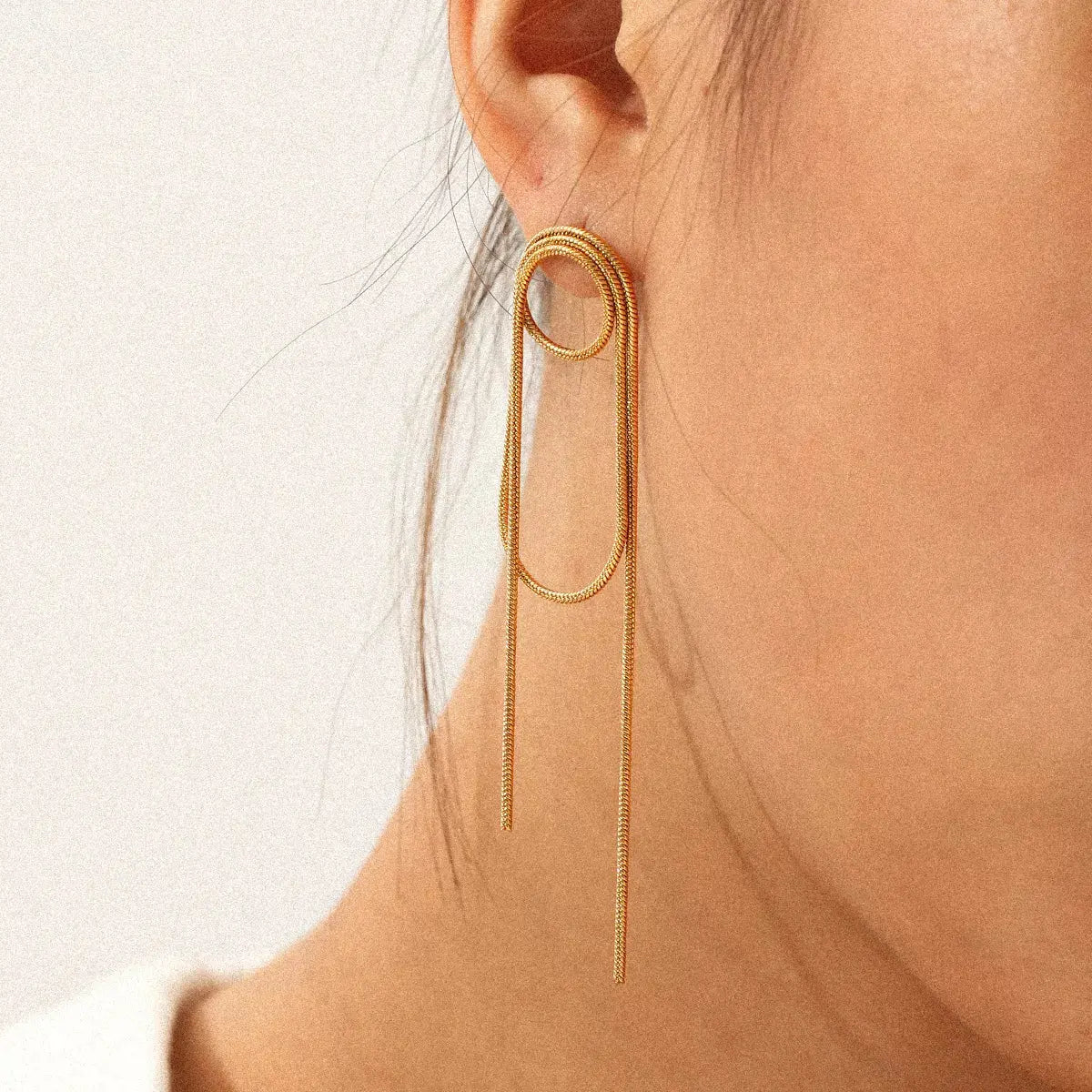 18K Gold-Plated Hoop Chain Earrings - SmileBen