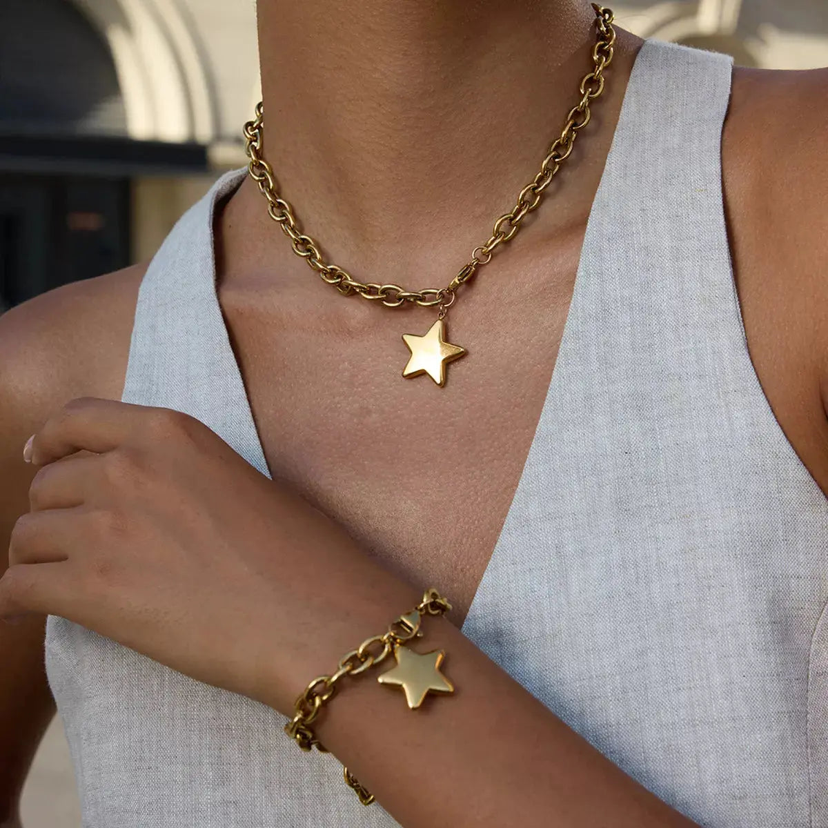 18K Gold-Plated Star Necklace - SmileBen