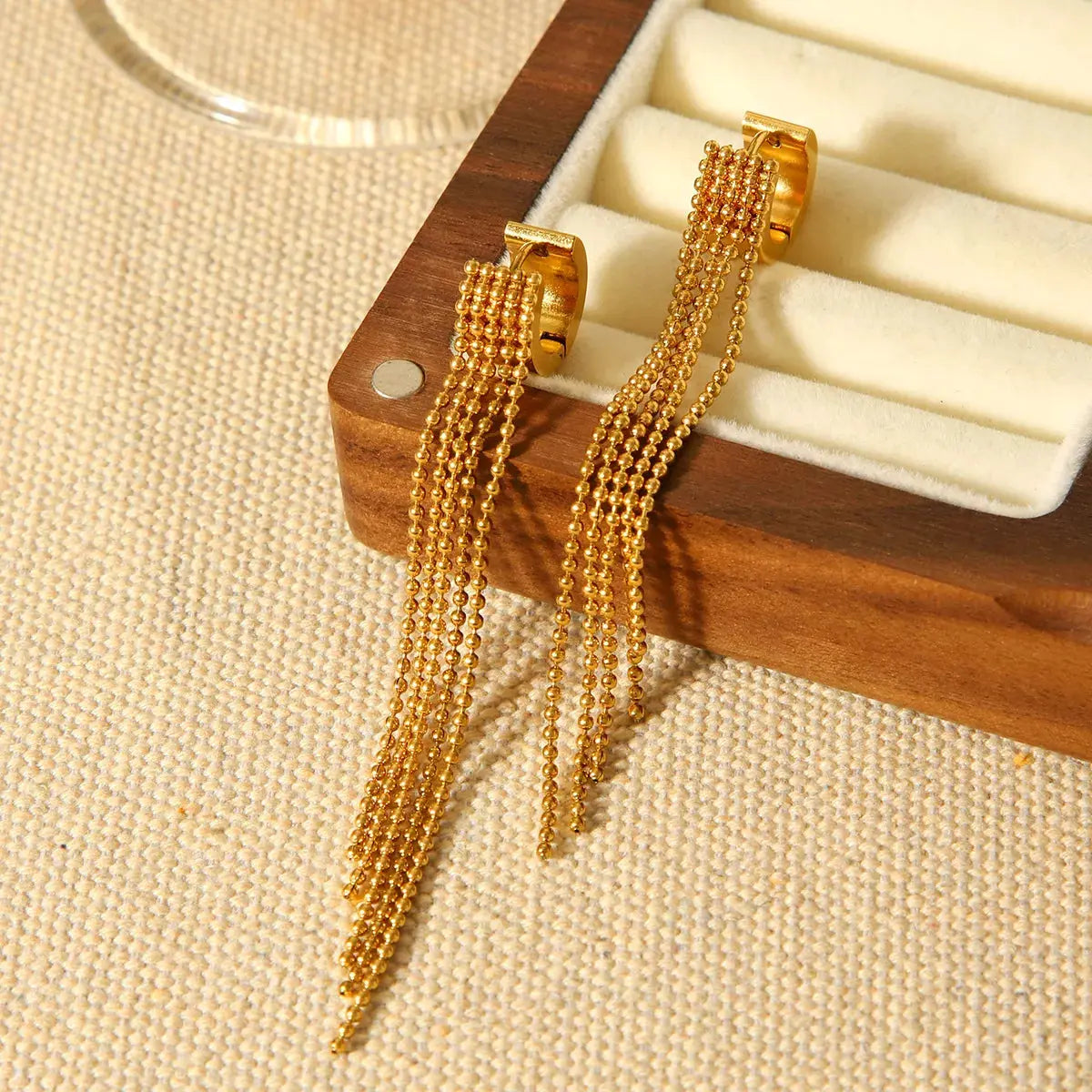 18K Gold-Plated Tassel Chain Earrings - SmileBen