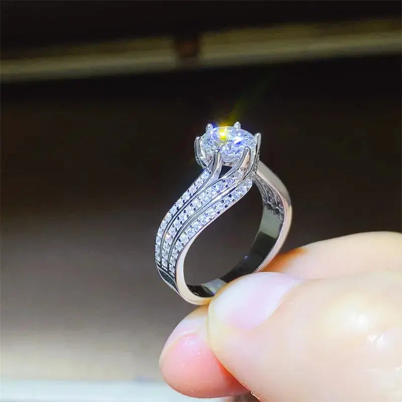 1 Carat Moissanite 925 Sterling Silver Ring - SmileBen
