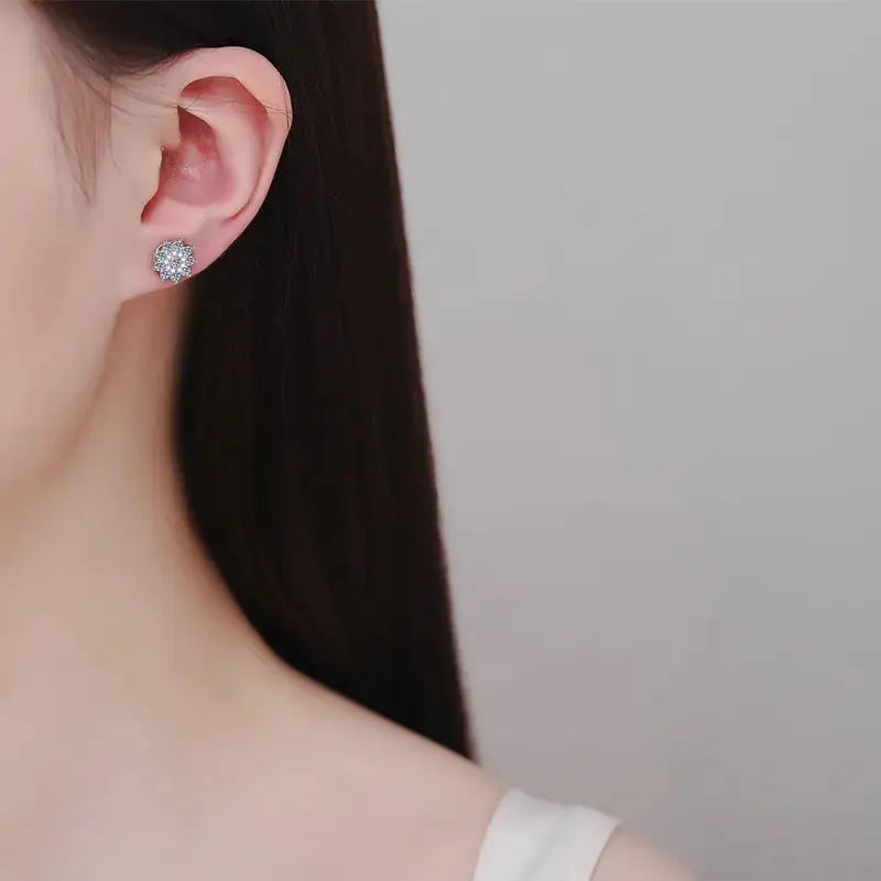 925 Sterling Silver Moissanite Zircon Stud Earrings - SmileBen