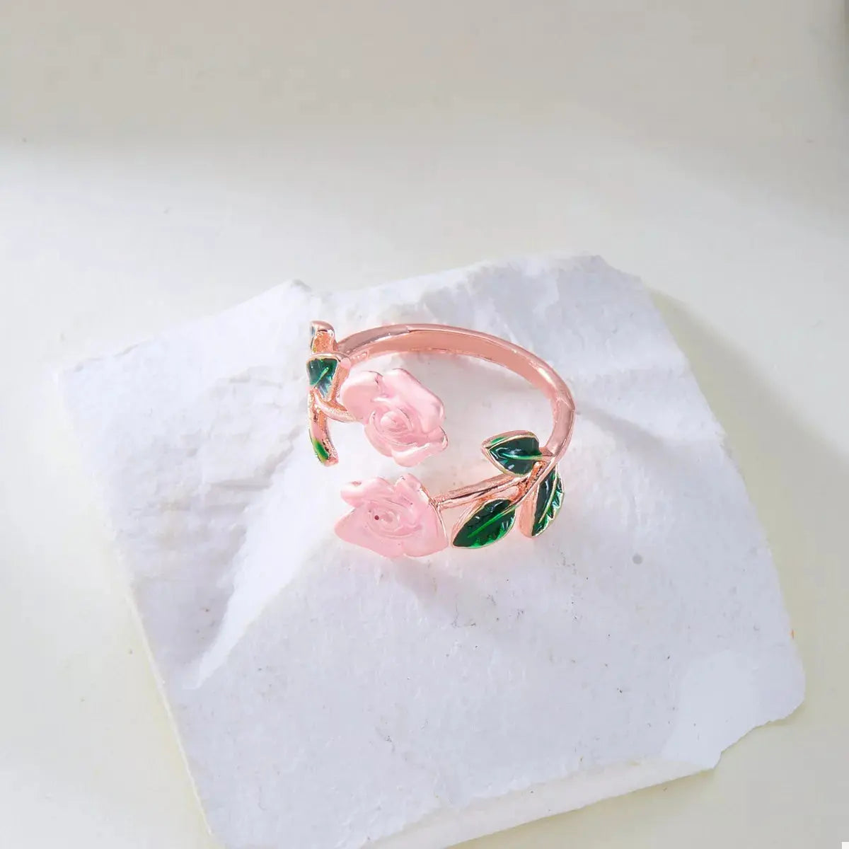 Rose Bypass Ring and Bracelet Jewelry Set - SmileBen