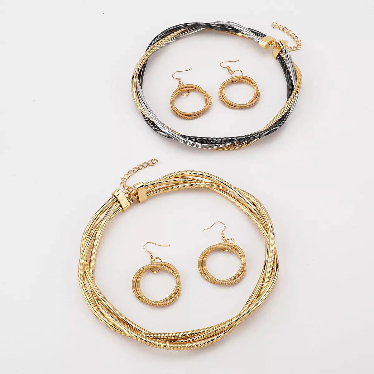 Multi-Layered Earrings and Necklace Jewelry Set - SmileBen