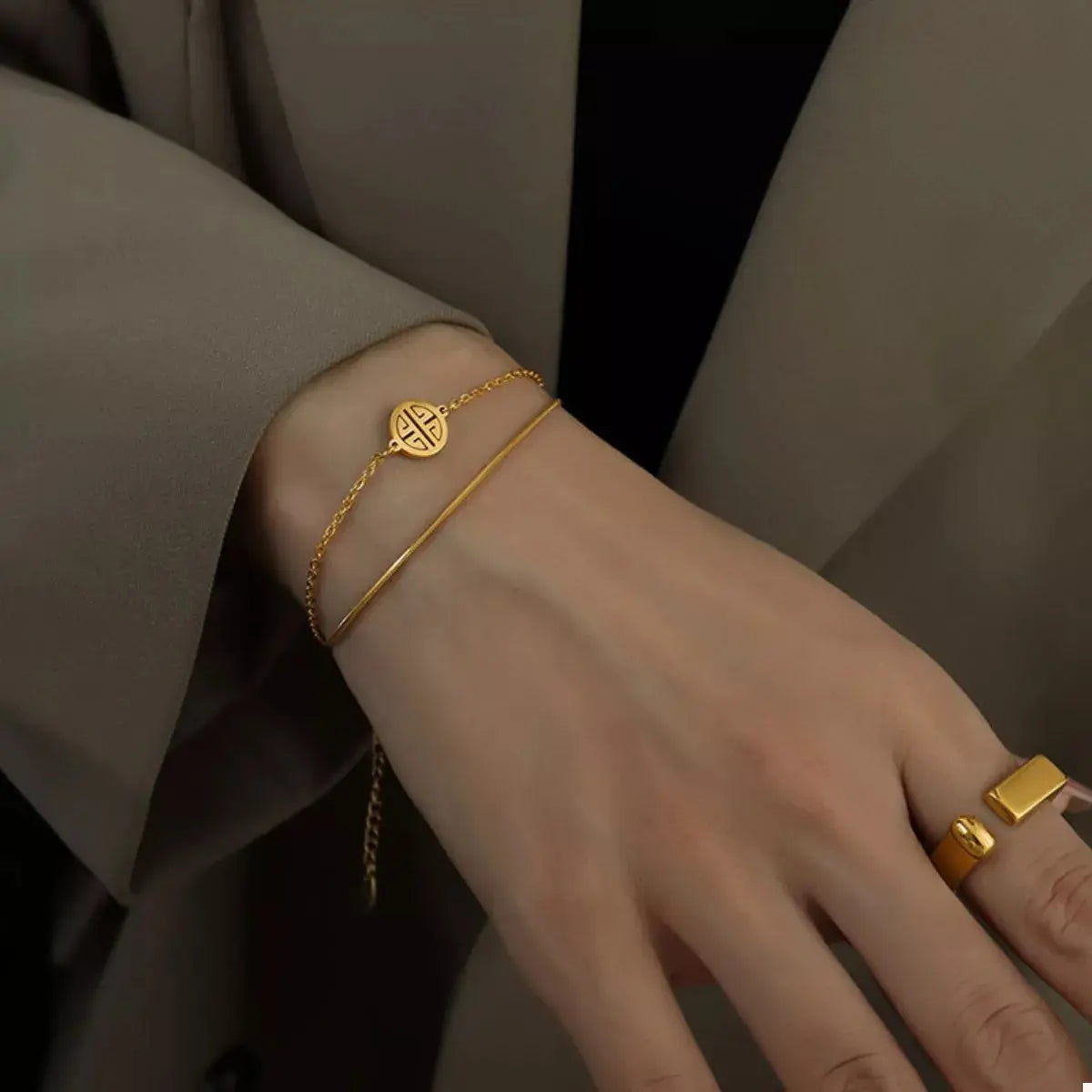 18K Gold-Plated Double Layered Bracelet - SmileBen