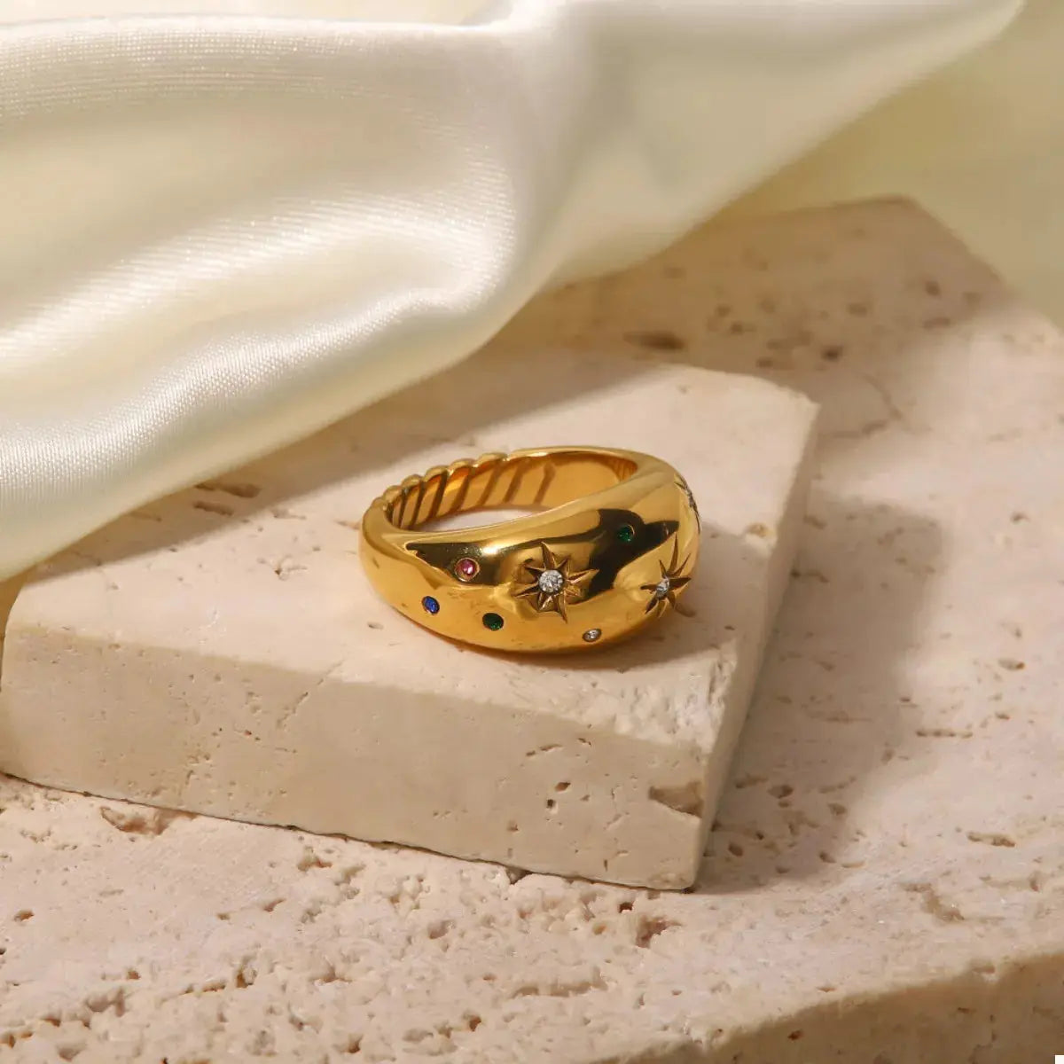 18K Gold-Plated Zircon Ring - SmileBen