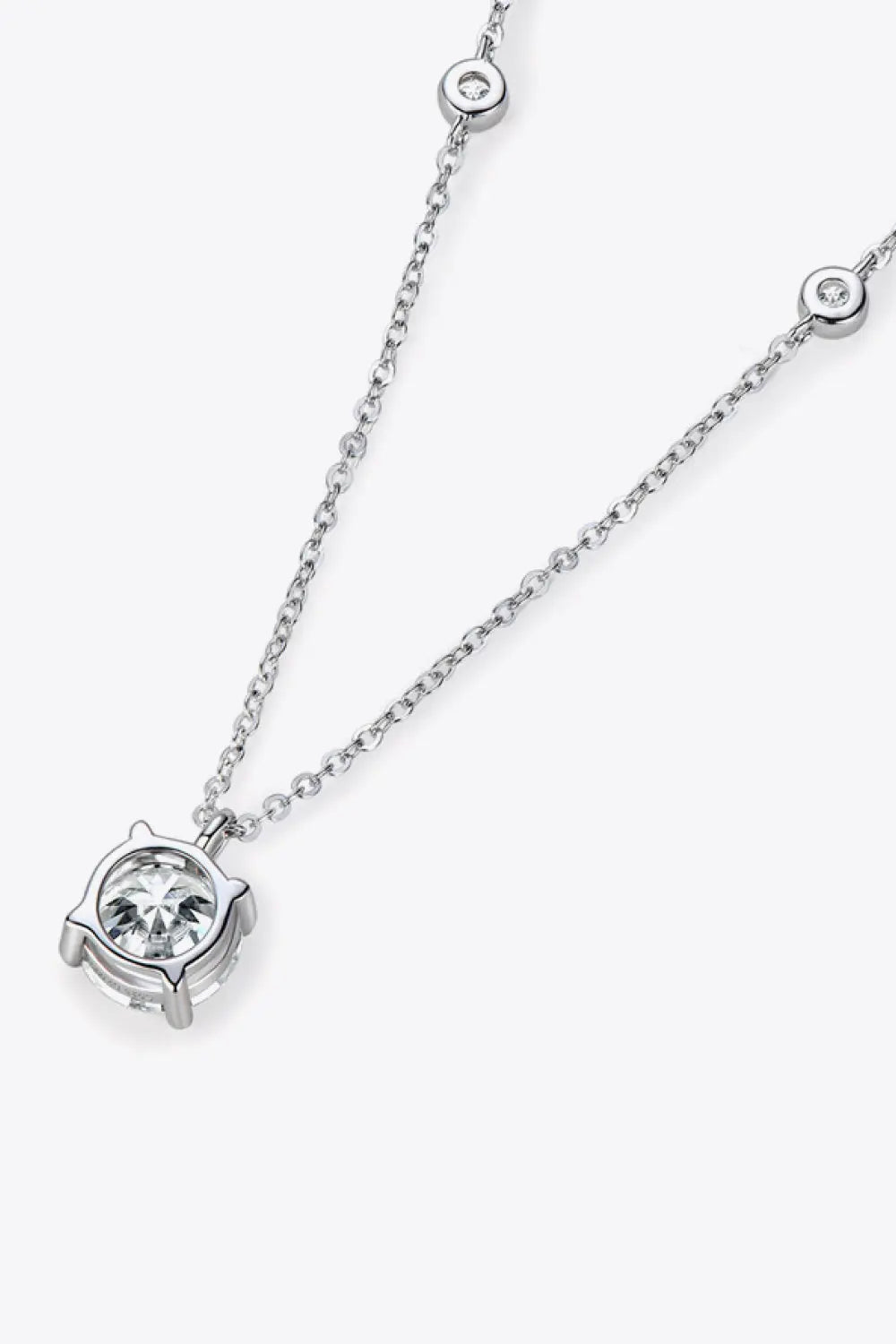 2 Carat Moissanite 4-Prong 925 Sterling Silver Necklace - SmileBen