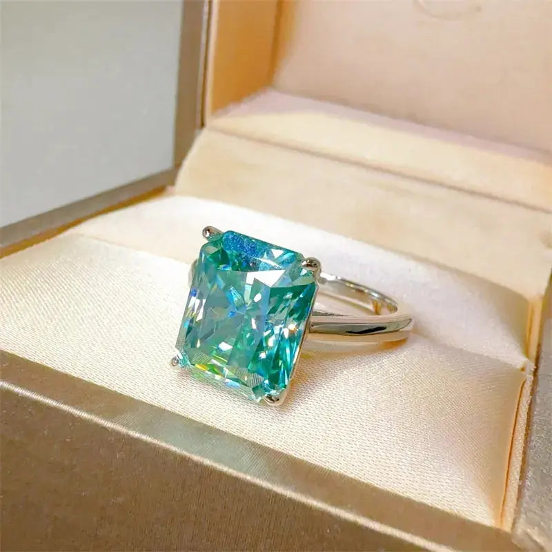 2 Carat 925 Sterling Silver Moissanite Rectangle Shape Ring - SmileBen