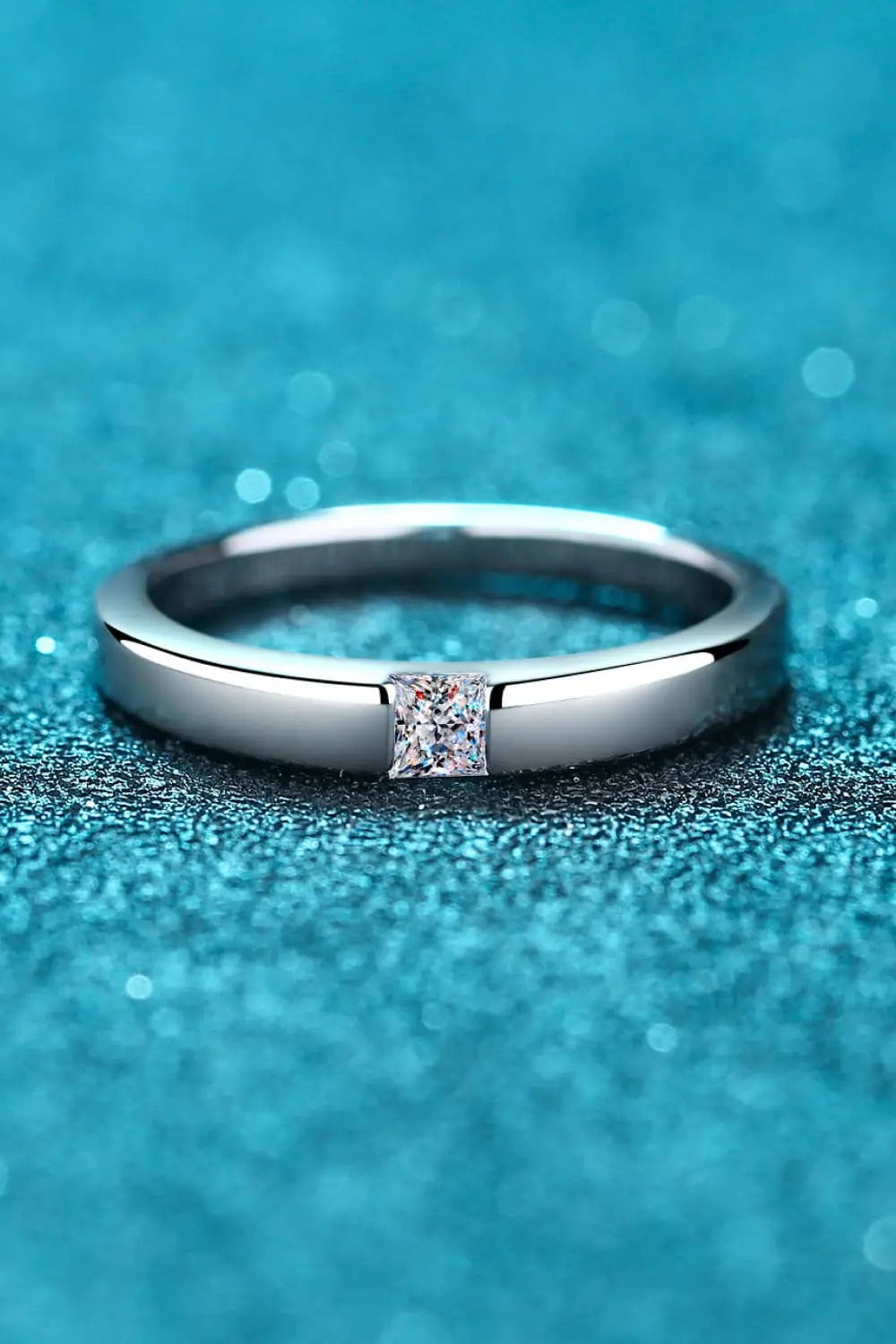 Inlaid Moissanite Rhodium-Plated Ring - SmileBen