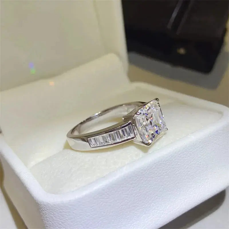 3 Carat Moissanite 925 Sterling Silver Square Shape Ring - SmileBen