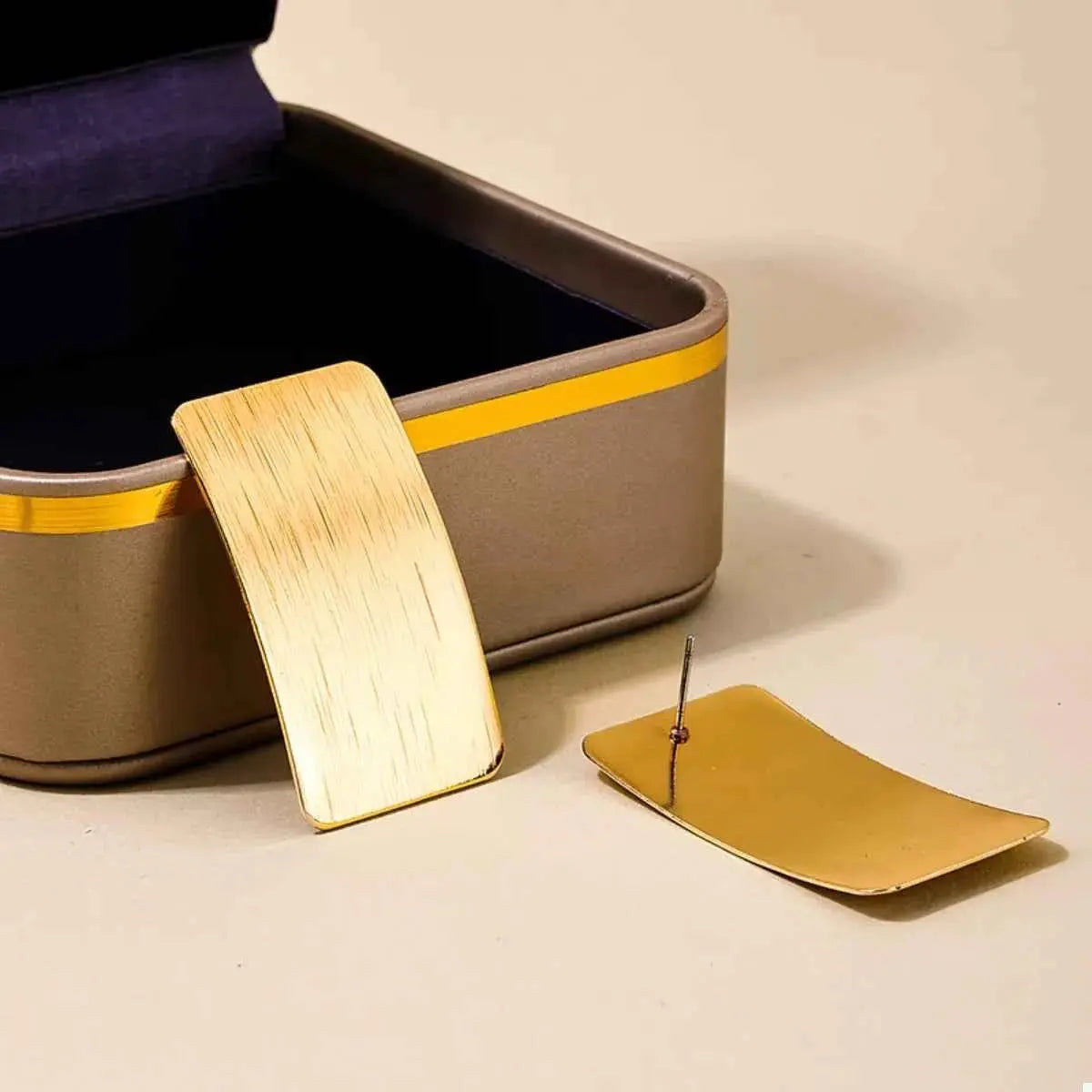 18K Gold-Plated Rectangle Earrings