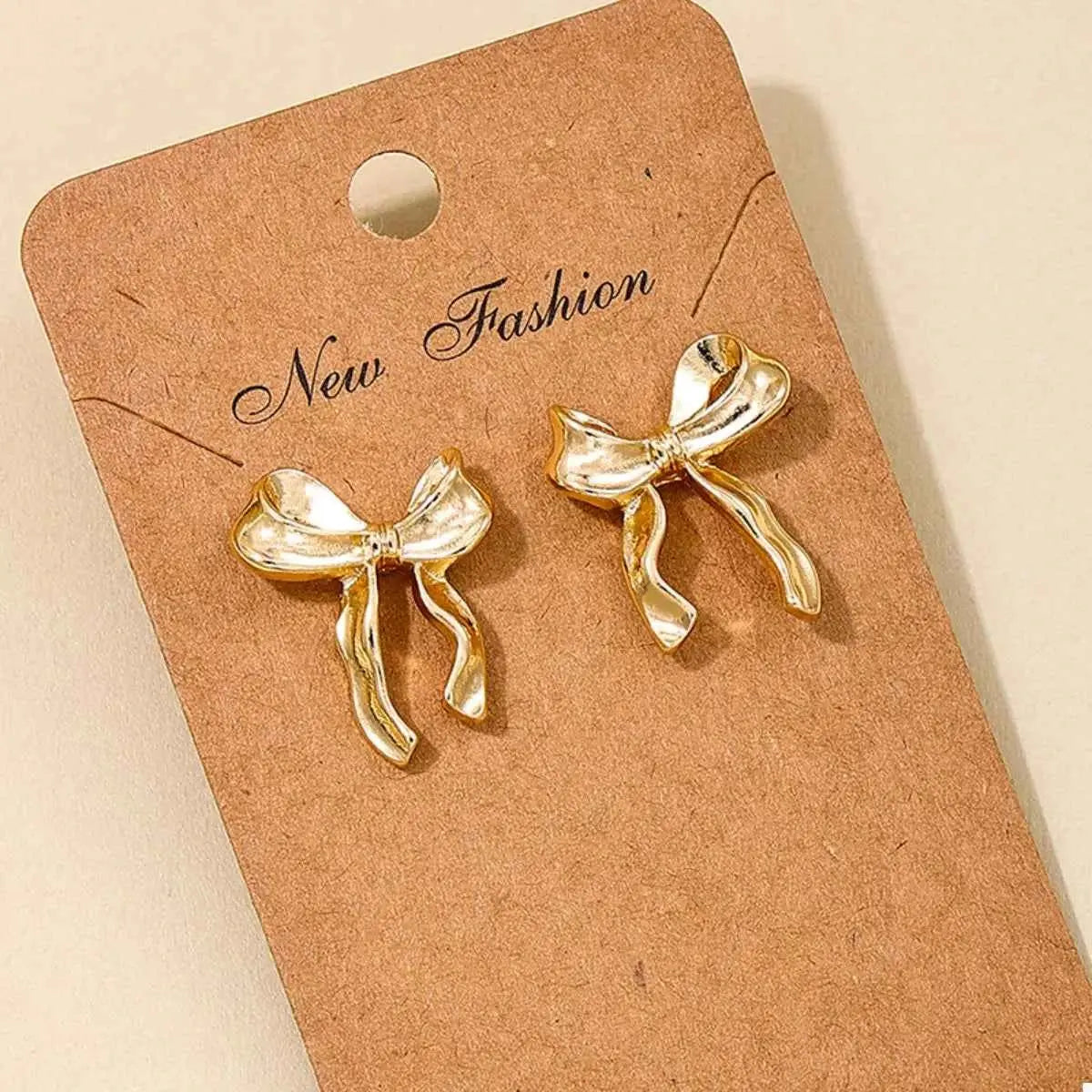 18K Gold-Plated Alloy Bow Stud Earrings