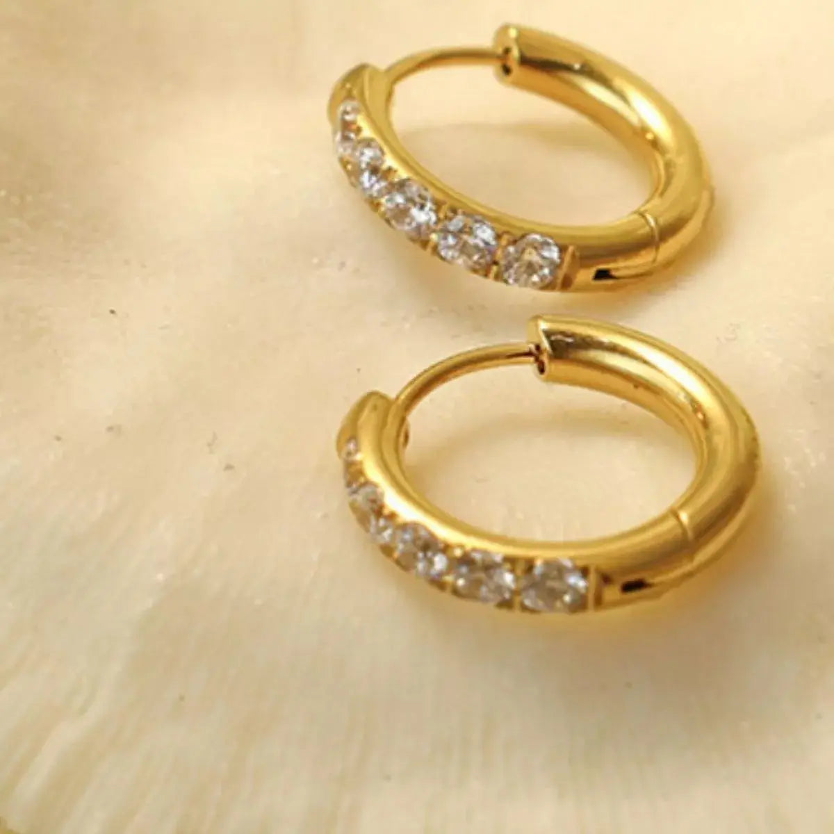 18K Gold-Plated Zircon Hoop Earrings - SmileBen