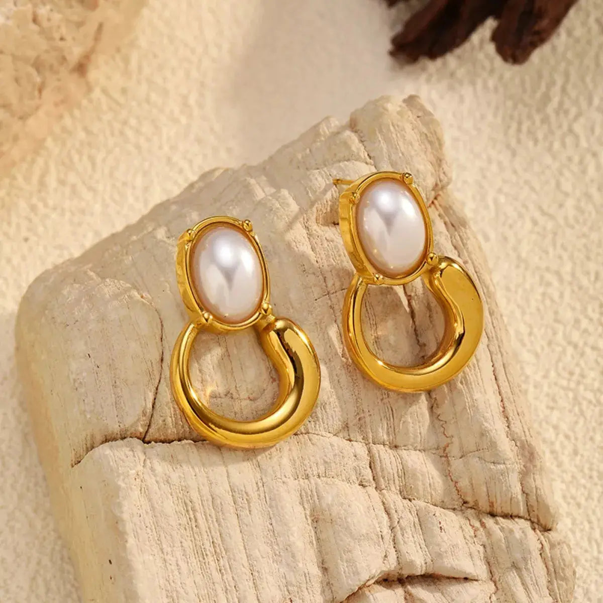 18K Gold-Plated Pearl Earrings - SmileBen