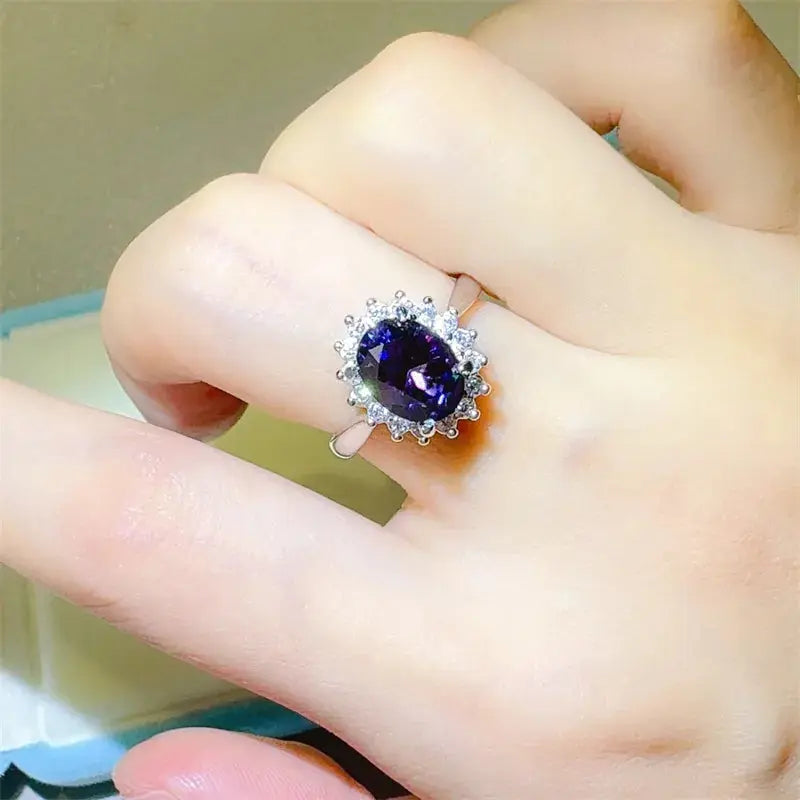 2 Carat 925 Sterling Silver Oval Moissanite Ring - SmileBen