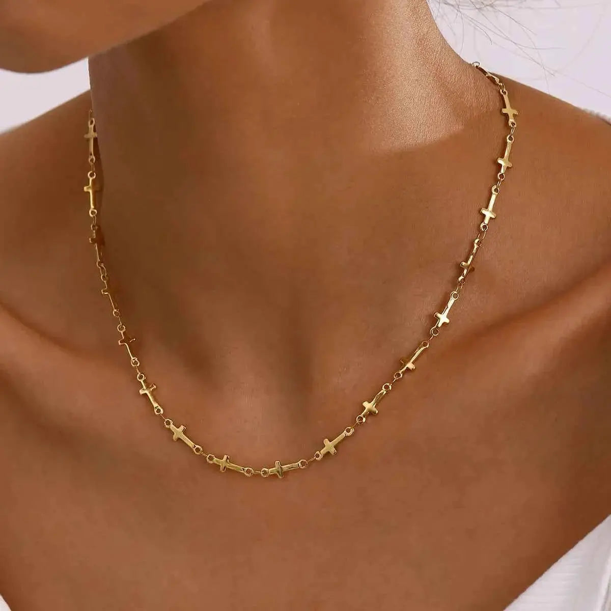 18K Gold-Plated Cross Necklace - SmileBen
