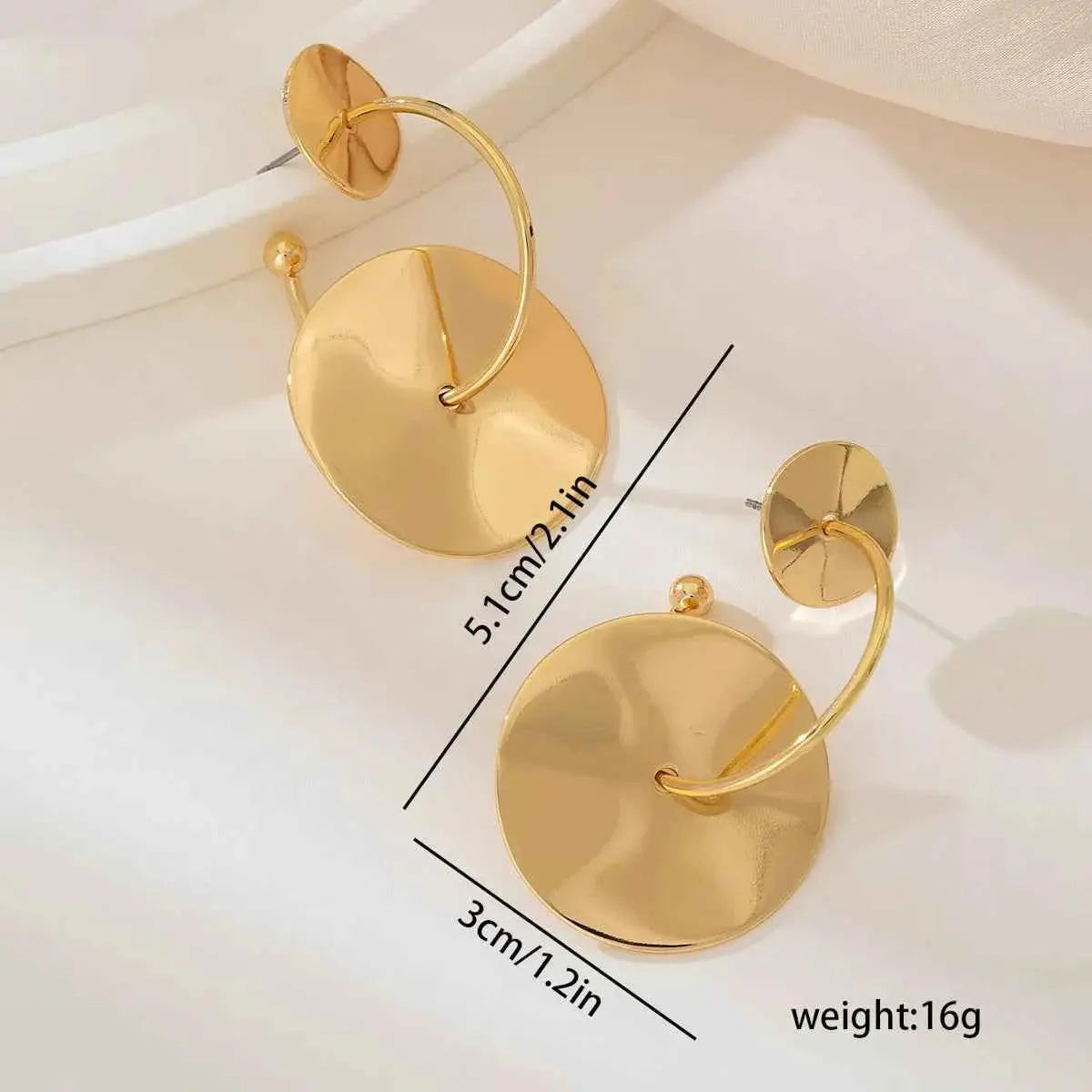 18K Gold-Plated Geometric Circle Drop Earrings